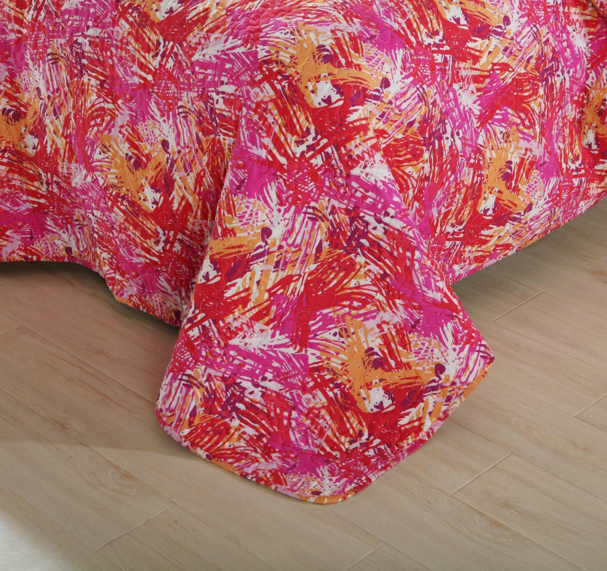 Lovely Pop of Colors Reversible Quilted Bedspread Set (KBJ1625)