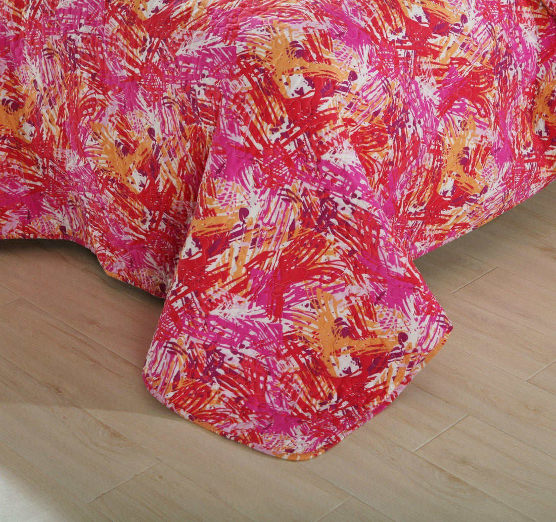 Lovely Pop of Colors Reversible Quilted Bedspread Set (KBJ1625)