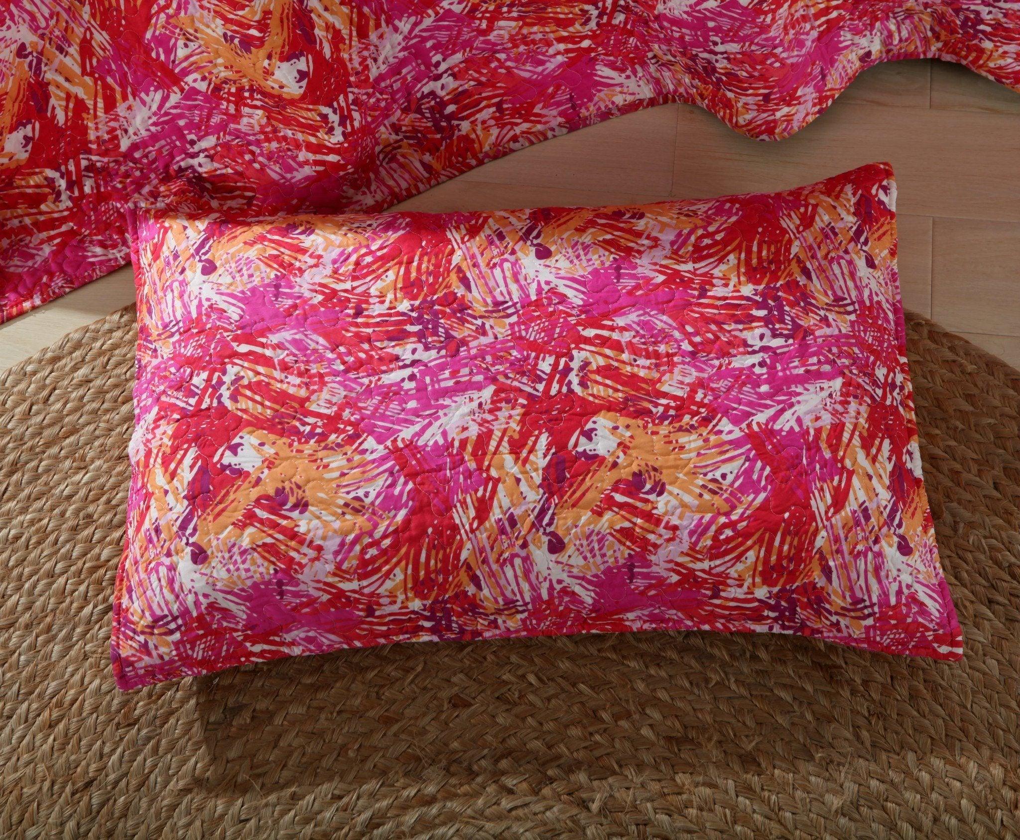 Lovely Pop of Colors Reversible Quilted Bedspread Set (KBJ1625)