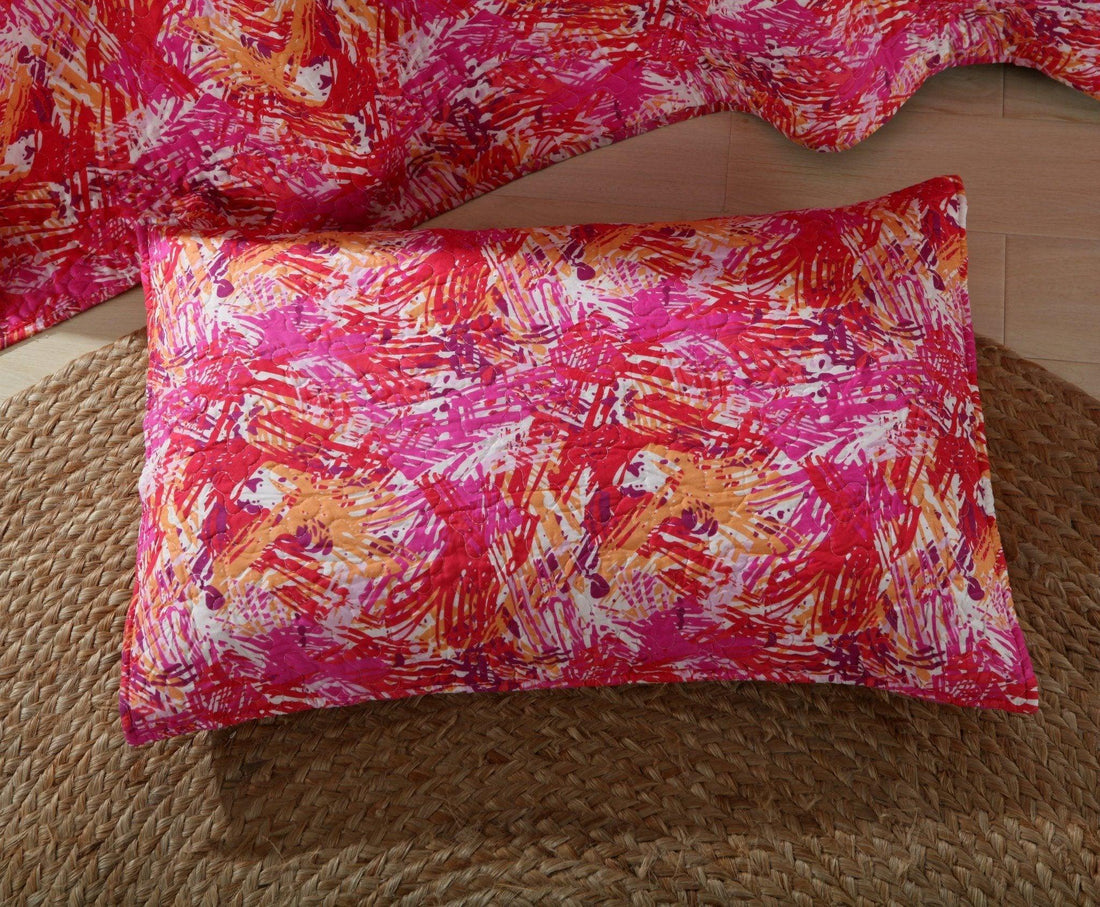 Lovely Pop of Colors Reversible Quilted Bedspread Set (KBJ1625)