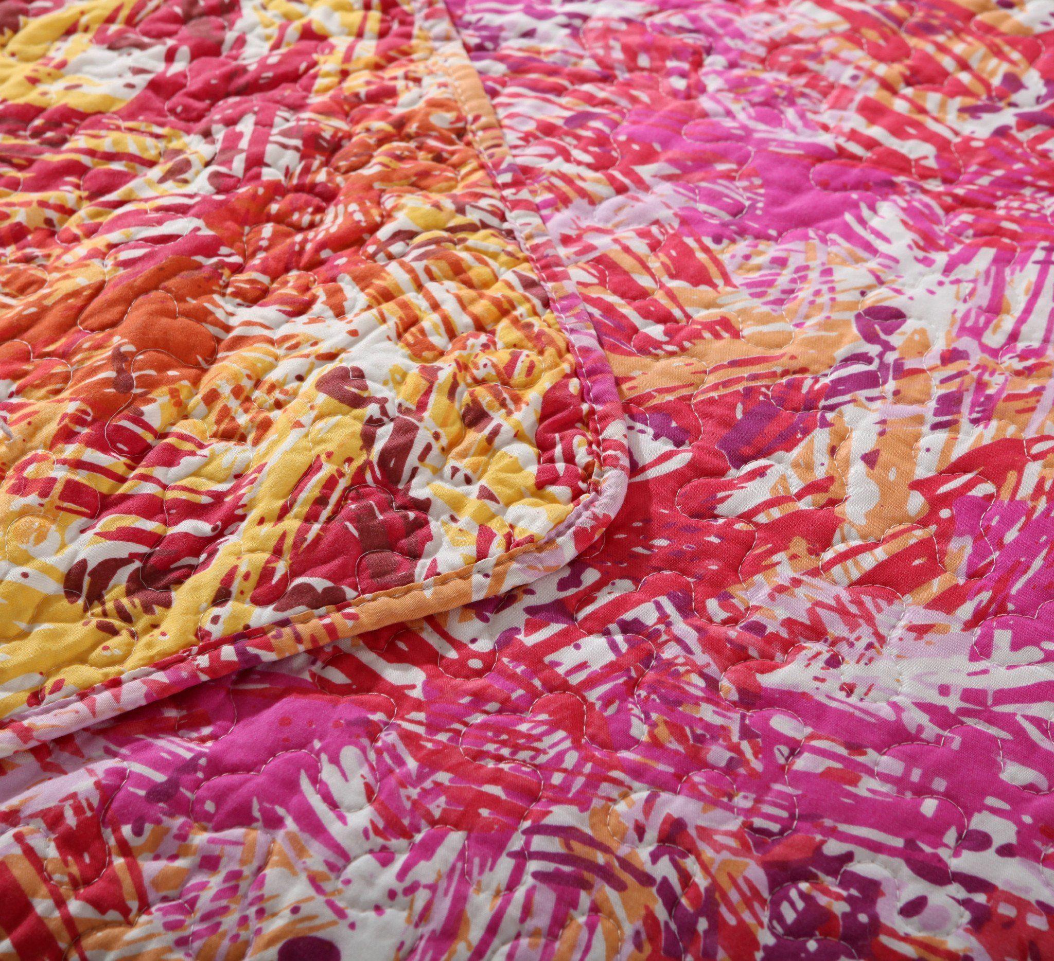 Lovely Pop of Colors Reversible Quilted Bedspread Set (KBJ1625)