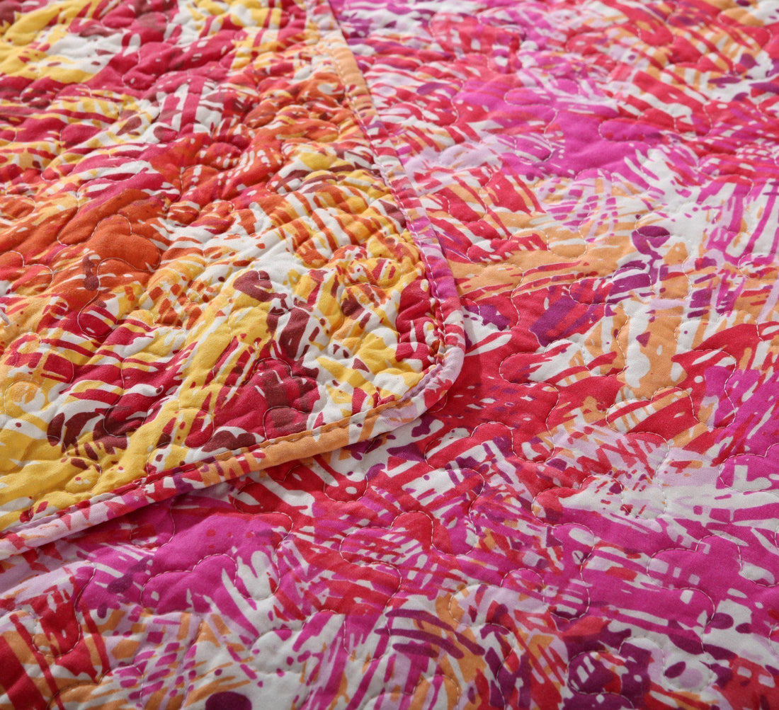 Lovely Pop of Colors Reversible Quilted Bedspread Set (KBJ1625)