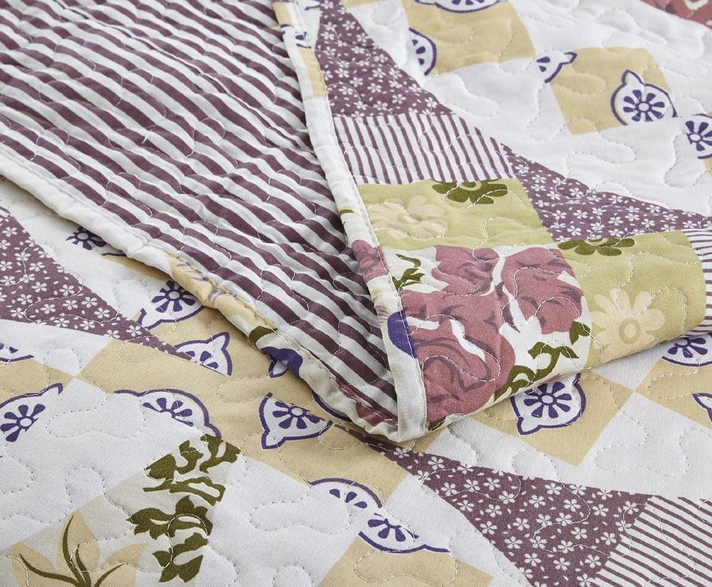 Wisteria Cottage Roses Quilted Bedspread Set (HS-1003)