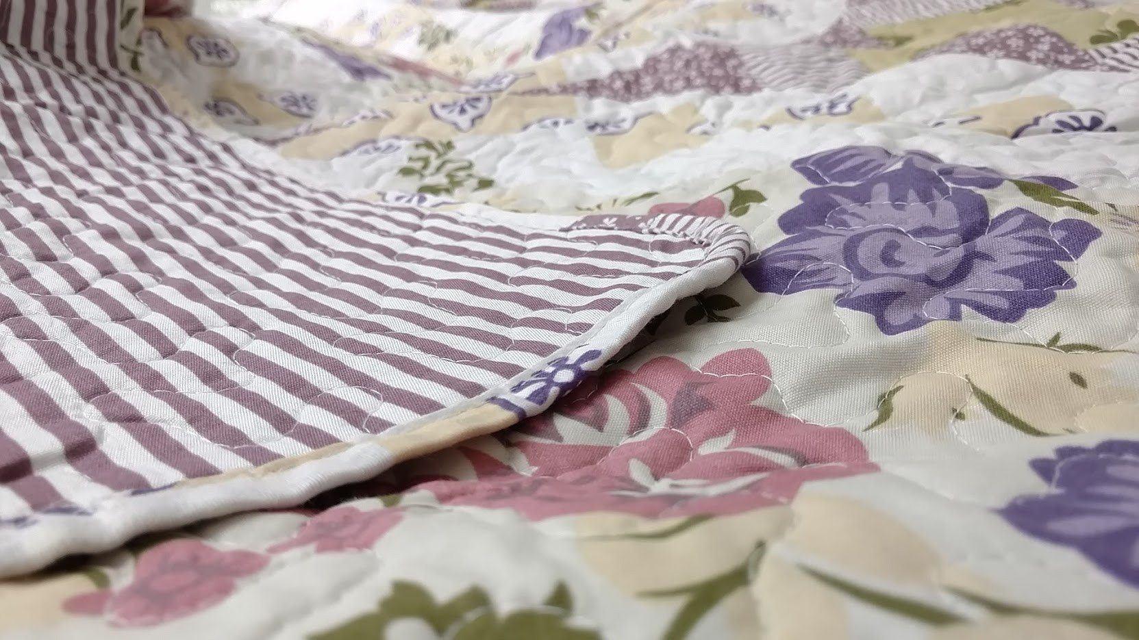 Wisteria Cottage Roses Quilted Bedspread Set (HS-1003)