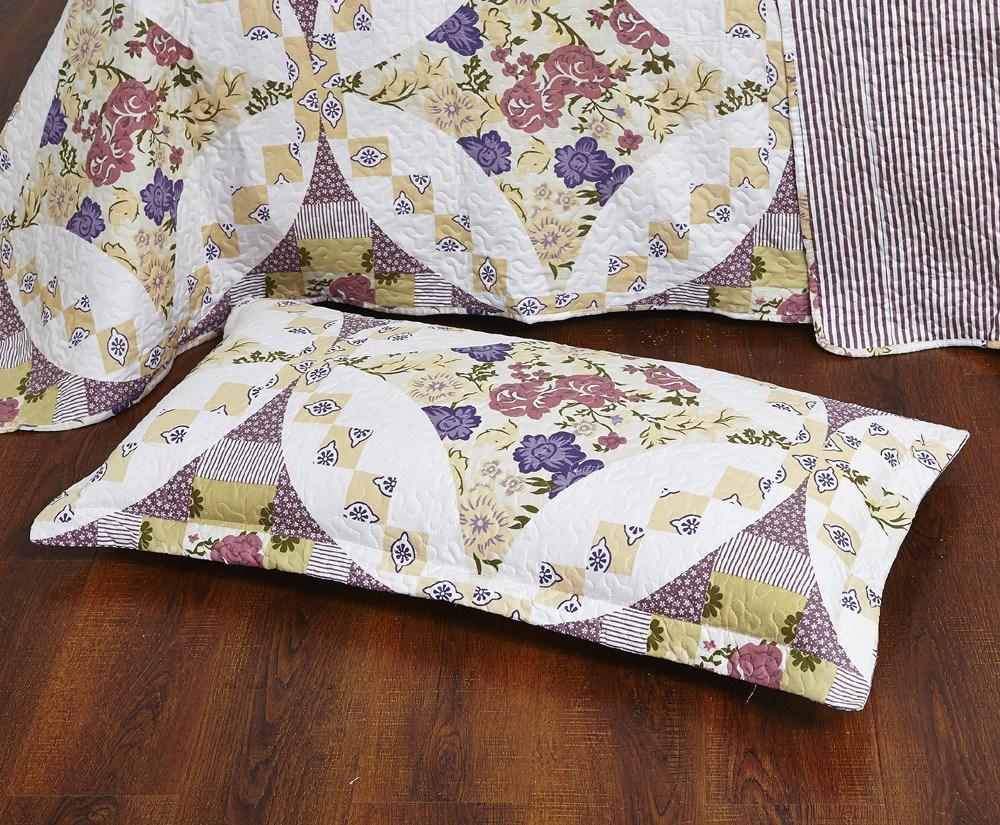 Wisteria Cottage Roses Quilted Bedspread Set (HS-1003)