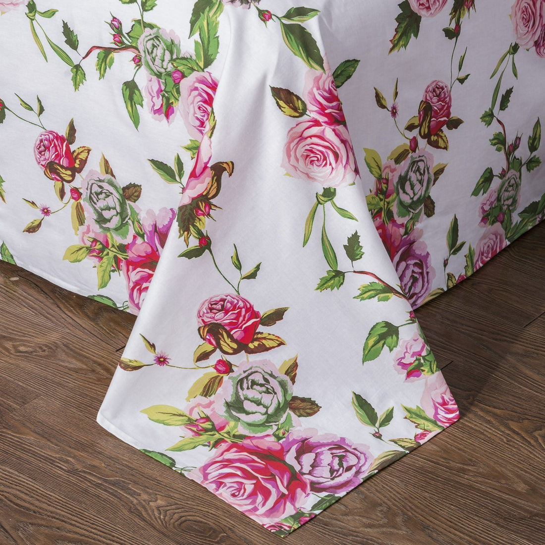 Romantic Roses Lovely Spring Pink Floral Garden Bed Sheet Set