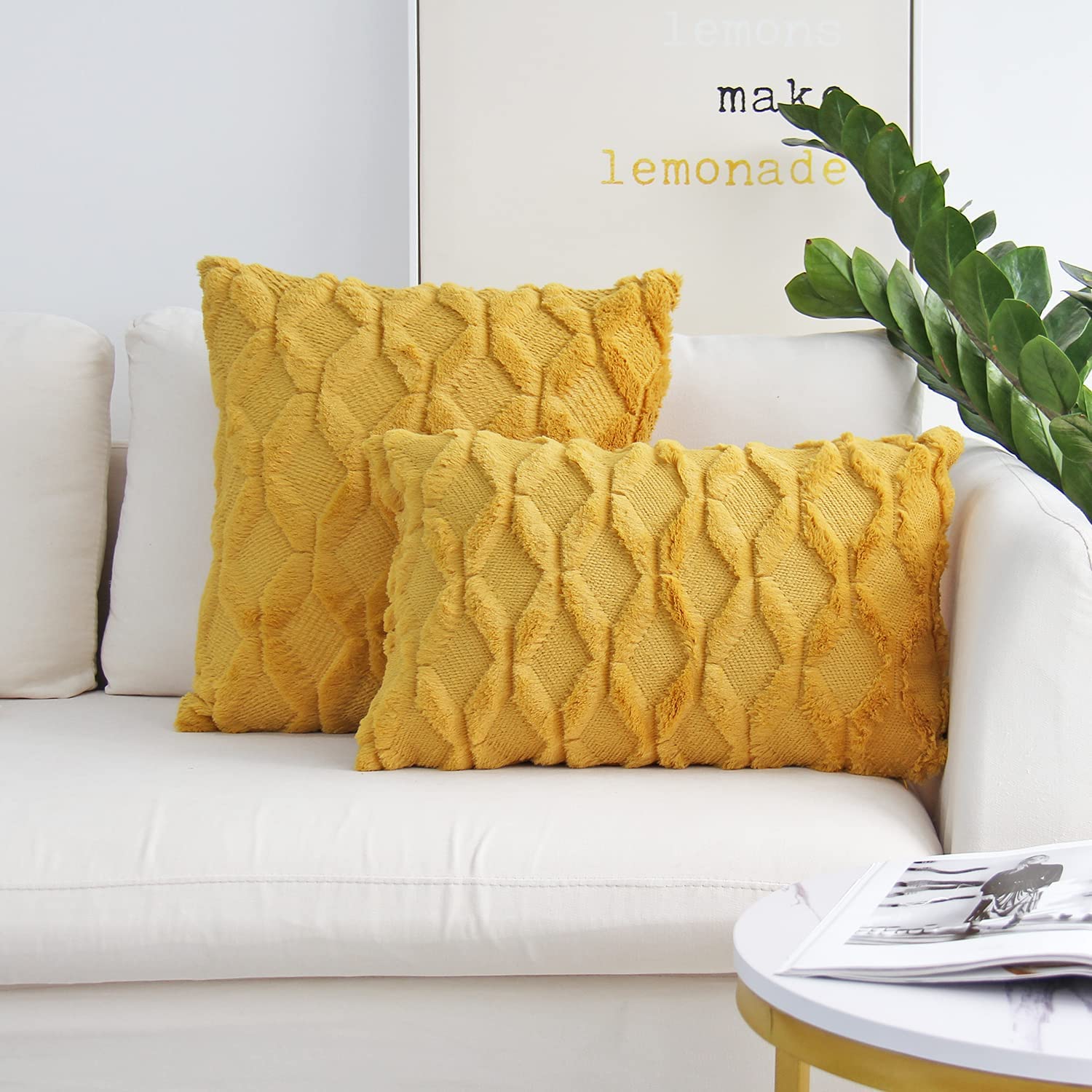 Pack of 2 bundle One 18"x18" with a matching color of one 12"x20" Square and rectangle combo set throw pillow covers with inserts